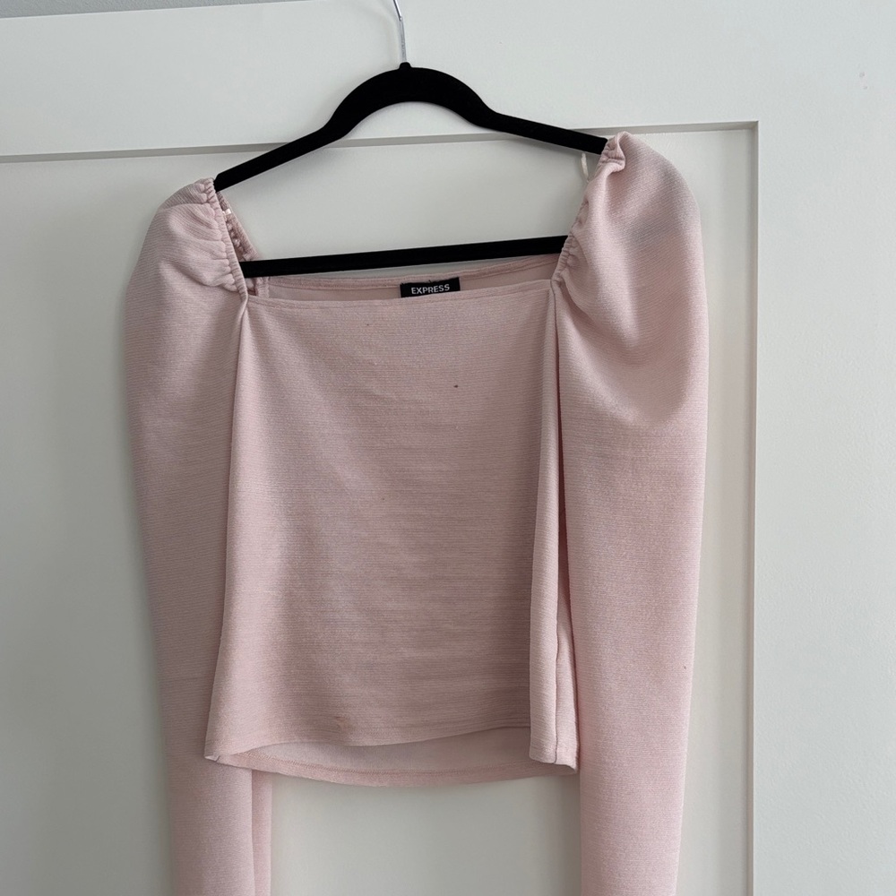 Express Women's Light Pink Square Neck Blouse